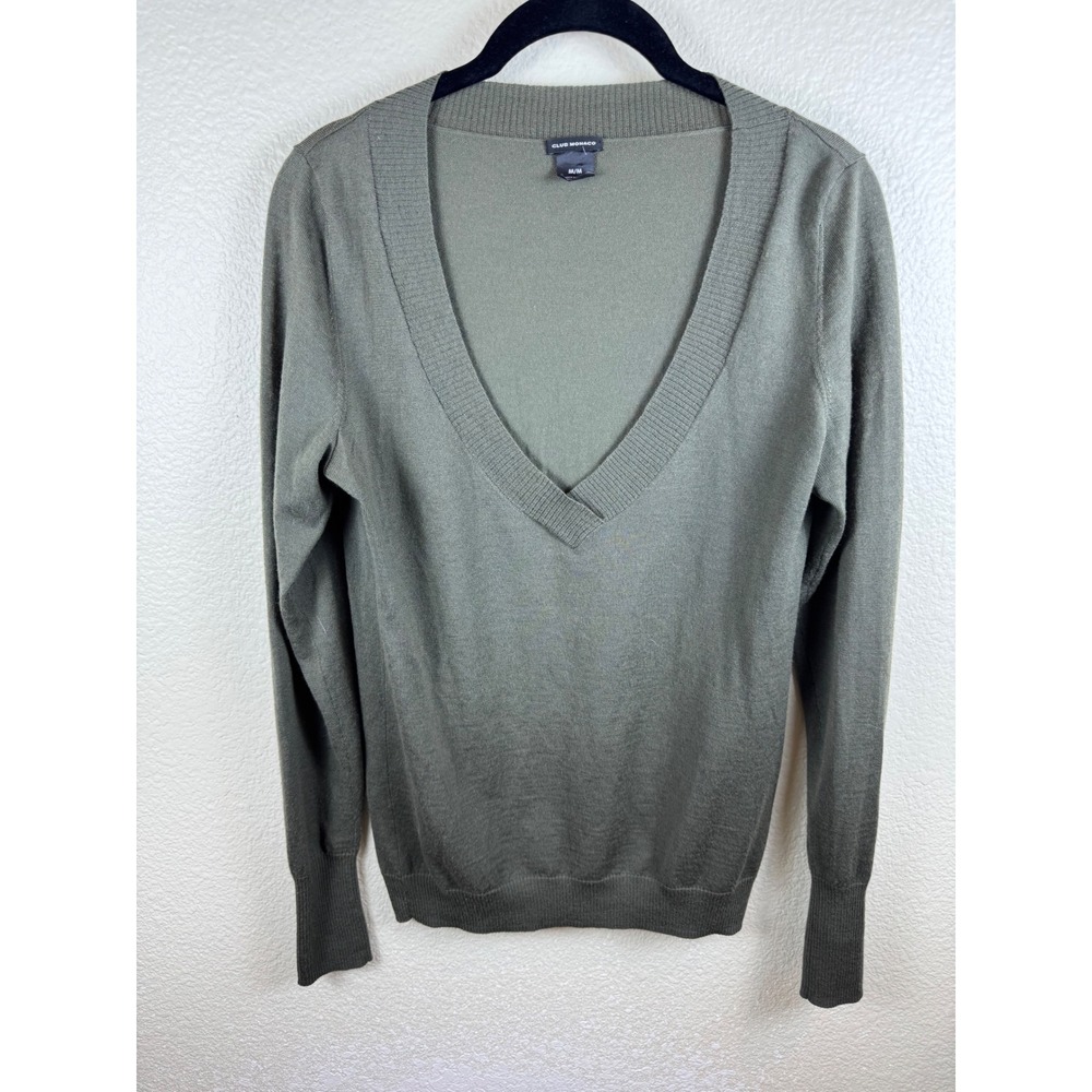 Club Monaco V‎ Neck Sweater Women M Wool Minimalist Indie Quiet Luxury